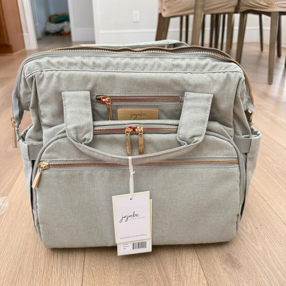 Jujube Dr. BFF Diaper Bag Pebble Gray Rose Gold Hardware New With Tags